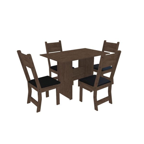 Conjunto Mesa de Jantar Sevilha com 4 Cadeiras Marrom e Preto - 2