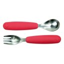 Ver imagem 1 de Conjunto Talheres Infantis em Silicone - 1 Garfo + 1 Colher Vermelho Moda do Chef
