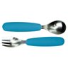 Conjunto Talheres Infantis em Silicone - 1 Garfo + 1 Colher Azul Moda do Chef - 1
