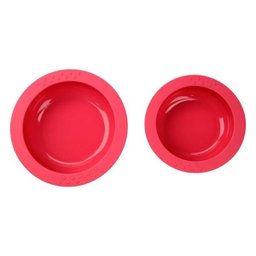 Conjunto 2 Pratos Infantis em Silicone - 1 Prato 260 Ml + 1 Prato 360 Ml Vermelho Moda do Chef - 3