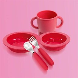 Conjunto 2 Pratos Infantis em Silicone - 1 Prato 260 Ml + 1 Prato 360 Ml Vermelho Moda do Chef - 4