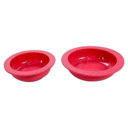 Conjunto 2 Pratos Infantis em Silicone - 1 Prato 260 Ml + 1 Prato 360 Ml Vermelho Moda do Chef - 2