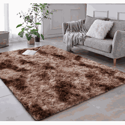 Tapete Saturs Shaggy Pelo Alto Mesclado Marrom - 100 x 120 cm Tapete para Sala e Quarto - 1