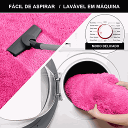 Tapete Saturs Shaggy Pelo Alto Rosa - 140 x 200 cm Tapete para Sala e Quartos - 2