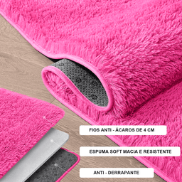 Tapete Saturs Shaggy Pelo Alto Rosa - 50 x 100 cm Tapete para Sala e Quarto - 3