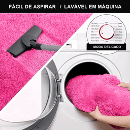 Tapete Saturs Shaggy Pelo Alto Rosa - 50 x 100 cm Tapete para Sala e Quarto - 2