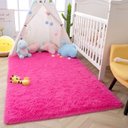 Ver imagem 1 de Tapete Saturs Shaggy Pelo Alto Rosa - 50 x 100 cm Tapete para Sala e Quarto