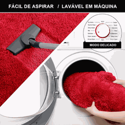Tapete Saturs Shaggy Pelo Alto Vermelho - 140 x 200 cm Tapete para Sala e Quartos - 2