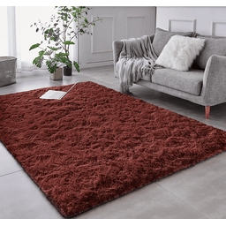 Tapete Saturs Shaggy Pelo Alto Marrom - 140 x 200 cm Tapete para Sala e Quarto - 1