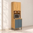 Ver imagem 1 de Paneleiro 4 Portas com Espaço para Micro-Ondas 100% MDF Malta Cinza/Amêndoa/Platina Espresso Móve