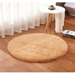 Tapete Saturs Shaggy Pelo Alto Pérola Nude Redondo 100 cm Tapete para Sala e Quarto - 1