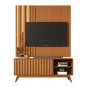 Ver imagem 2 de Home Theater Rack com Painel e LED para TV até 60 Polegadas Açaí 140cm Pés de Madeira Maciça