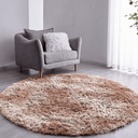 Ver imagem 1 de Tapete Saturs Shaggy Pelo Alto Mesclado Bege Redondo 140 cm Tapete para Sala e Quarto