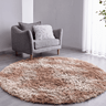Tapete Saturs Shaggy Pelo Alto Mesclado Bege Redondo 140 cm Tapete para Sala e Quarto - 1