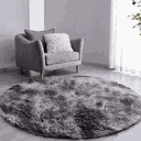 Ver imagem 1 de Tapete Saturs Shaggy Pelo Alto Mesclado Cinza Redondo 140 cm Tapete para Sala e Quarto