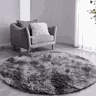 Tapete Saturs Shaggy Pelo Alto Mesclado Cinza Redondo 140 cm Tapete para Sala e Quarto - 1