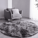 Ver imagem 1 de Tapete Saturs Shaggy Pelo Alto Mesclado Cinza Redondo 140 cm Tapete para Sala e Quarto