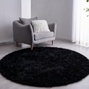 Ver imagem 1 de Tapete Saturs Shaggy Pelo Alto Preto Redondo 200 cm Tapete para Sala e Quarto