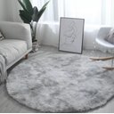 Ver imagem 1 de Tapete Saturs Shaggy Pelo Alto Mesclado Cinza Redondo 200 cm Tapete para Sala e Quarto