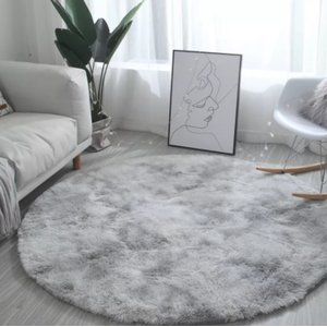 Tapete Saturs Shaggy Pelo Alto Mesclado Cinza Redondo 200 cm Tapete para Sala e Quarto