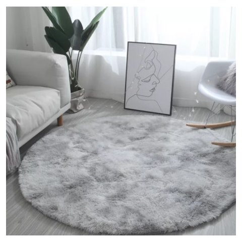 Tapete Saturs Shaggy Pelo Alto Mesclado Cinza Redondo 200 cm Tapete para Sala e Quarto