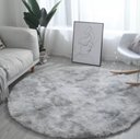 Ver imagem 1 de Tapete Saturs Shaggy Pelo Alto Mesclado Cinza Redondo 200 cm Tapete para Sala e Quarto