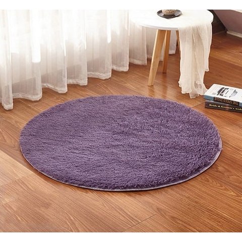 Tapete Saturs Shaggy Pelo Alto Cinza Redondo 100 cm Tapete para Sala e Quarto
