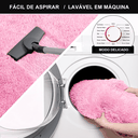 Ver imagem 2 de Tapete Saturs Shaggy Pelo Alto Rosa Bebe - 50 x 100 cm Tapete para Sala e Quarto