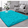Tapete Saturs Shaggy Pelo Alto Turquesa  - 50 x 100 cm Tapete para Sala e Quarto - 1