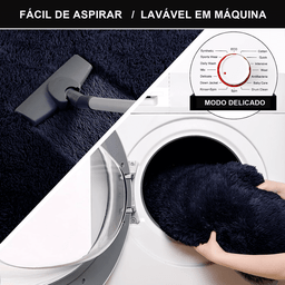 Tapete Saturs Shaggy Pelo Alto Preto - 60 x 180 cm Tapete para Sala e Quarto - 2