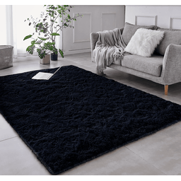Tapete Saturs Shaggy Pelo Alto Preto - 60 x 180 cm Tapete para Sala e Quarto - 1
