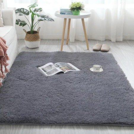 Tapete Saturs Shaggy Pelo Alto Cinza - 60 x 180 cm Tapete para Sala e Quarto - 1