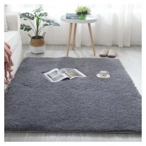 Tapete Saturs Shaggy Pelo Alto Cinza - 140 X 200 Cm Tapete para Sala e Quartos