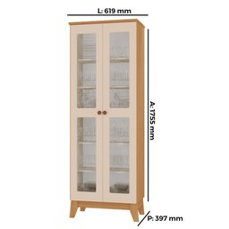 Cristaleira Maya Tuboarte 100% em Mdf com 2 Portas e Kit Pés - 2