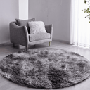 Ver imagem 1 de Tapete Saturs Shaggy Pelo Alto Mesclado Cinza Redondo 100 cm Tapete para Sala e Quarto