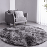 Tapete Saturs Shaggy Pelo Alto Mesclado Cinza Redondo 100 cm Tapete para Sala e Quarto - 1
