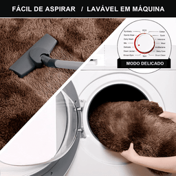 Tapete Saturs Shaggy Pelo Alto Mesclado Marrom - 50 x 100 cm Tapete para Sala e Quarto - 2