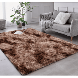 Tapete Saturs Shaggy Pelo Alto Mesclado Marrom - 50 x 100 cm Tapete para Sala e Quarto - 1