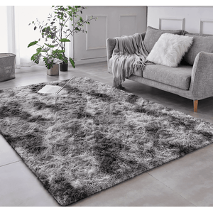 Tapete Saturs Shaggy Pelo Alto Mesclado Cinza - 200 x 240 cm Tapete para Sala e Quarto