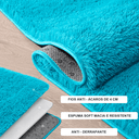 Ver imagem 3 de Tapete Saturs Shaggy Pelo Alto Turquesa - 120 x 200 cm Tapete para Sala e Quarto