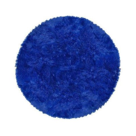 Tapete Saturs Shaggy Pelo Alto Azul Redondo 140 cm Tapete para Sala e Quarto