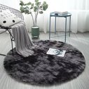 Ver imagem 1 de Tapete Saturs Shaggy Pelo Alto Mesclado Preto Redondo 140 cm Tapete para Sala e Quarto