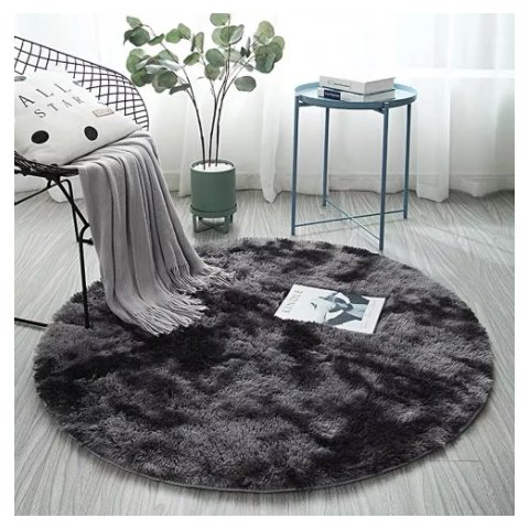 Tapete Saturs Shaggy Pelo Alto Mesclado Preto Redondo 140 cm Tapete para Sala e Quarto