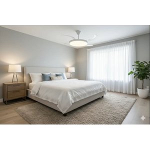 Ventilador de Teto Slim Branco T&a-07 com 4 Pás Retráteis