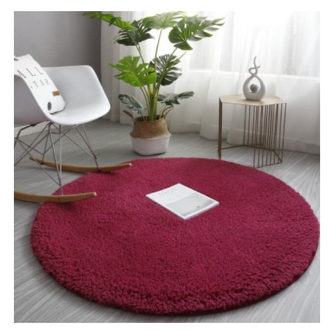 Tapete Saturs Shaggy Pelo Alto Vinho  Redondo 100 cm Tapete para Sala e Quarto