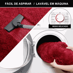 Tapete Saturs Shaggy Pelo Alto Vinho  Redondo 100 cm Tapete para Sala e Quarto - 2
