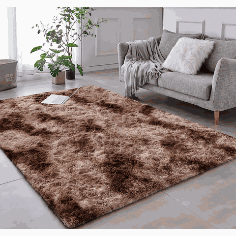 Tapete Saturs Shaggy Pelo Alto Mesclado Marrom - 200 x 240 cm Tapete para Sala e Quarto