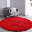 Ver imagem 1 de Tapete Saturs Shaggy Pelo Alto Vermelho Redondo 200 cm Tapete para Sala e Quarto