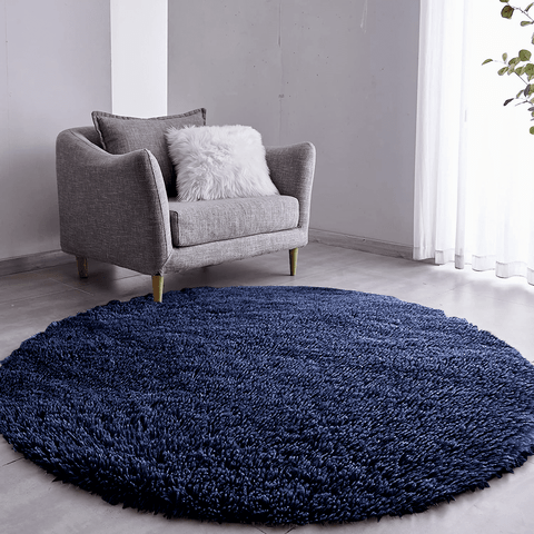 Tapete Saturs Shaggy Pelo Alto Cinza Redondo 140 cm Tapete para Sala e Quarto