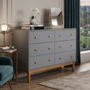 Ver imagem 1 de Cômoda Industrial Estella 6 Gavetas p/ Quarto Casal Design Moderno - Cinza Premium